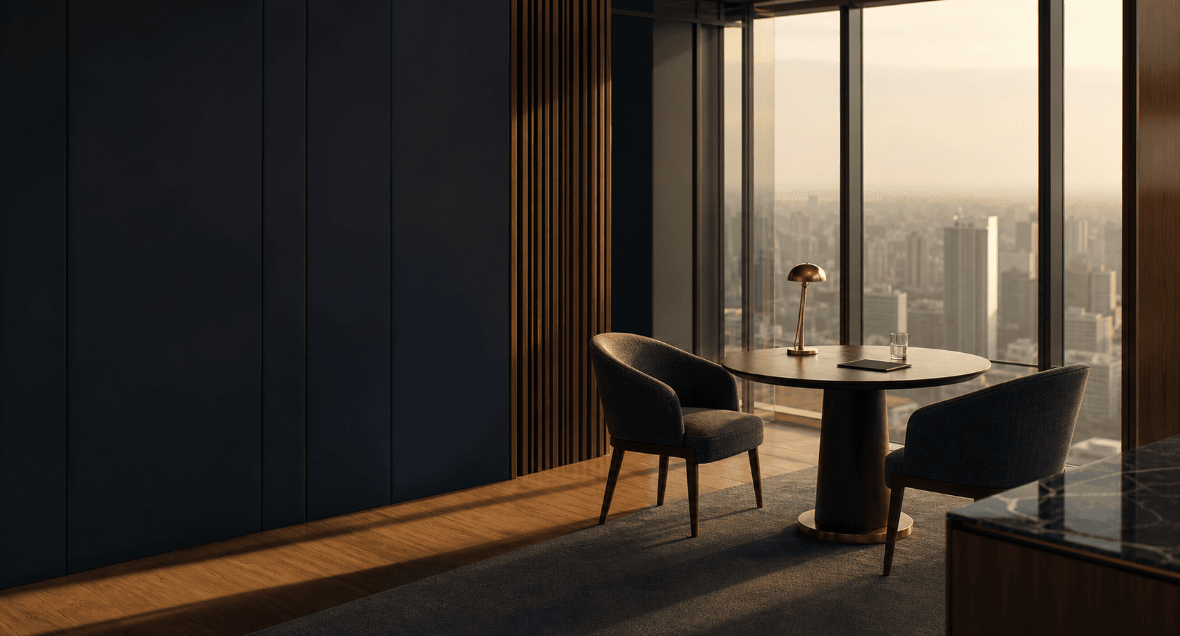 Contemporary consultation space with warm natural light